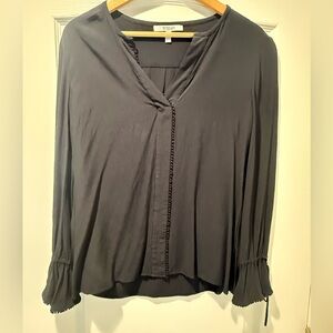 Derek Lam Black Women’s V-Neck Long Sleeve Blouse